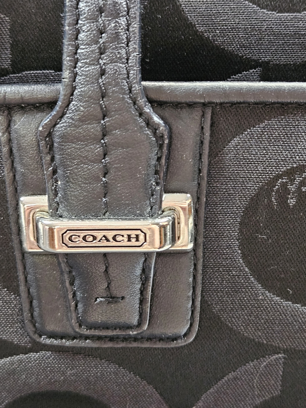 Signature  COACH Taylor Op Art Alexis Carry-All Tote Handbag F25501 Black/black - Picture 9 of 14